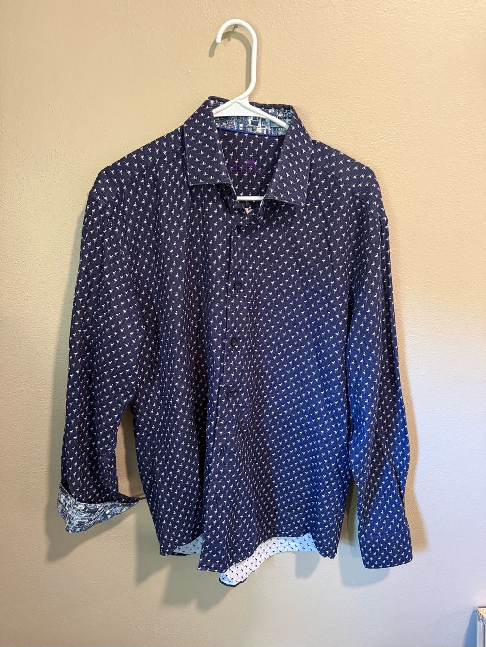 Men's Bertigo Navy Micro-Print Button-Down Shirt